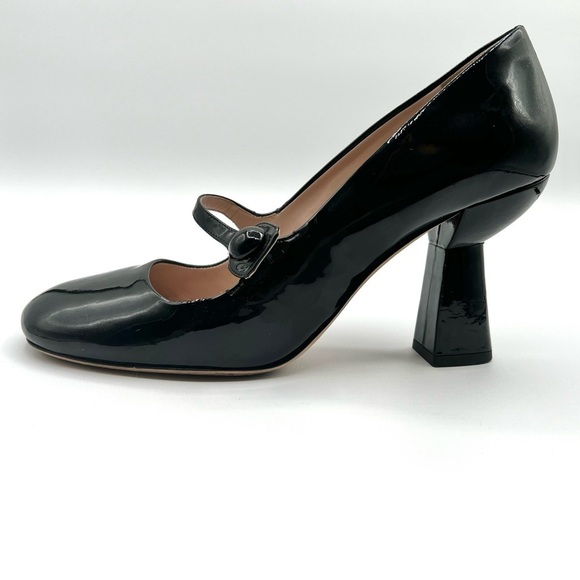 MIU MIU BLACK PATENT LEATHER PUMP MARY JANE HEELS LEATHER HEELS MADE IN ITALY 40 - Picture 4 of 14